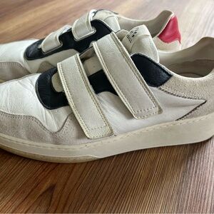 Loeffler Randall White and Black Velcro Sneakers